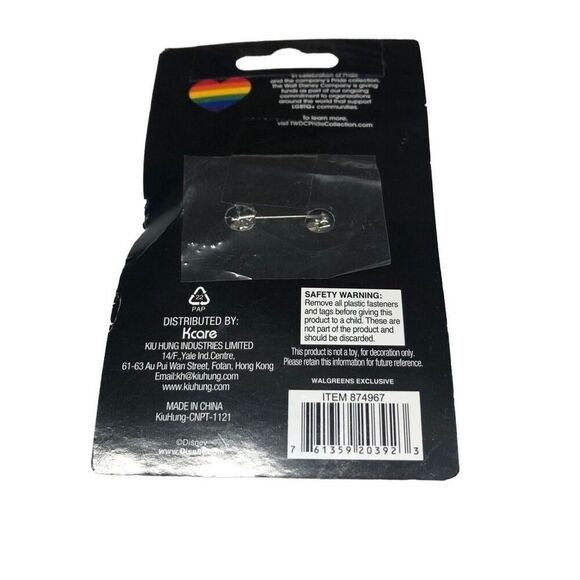 Disney Exclusive Pride Collection Mickey Mouse Rainbow Heart Hands Button Pin - Picture 2 of 2
